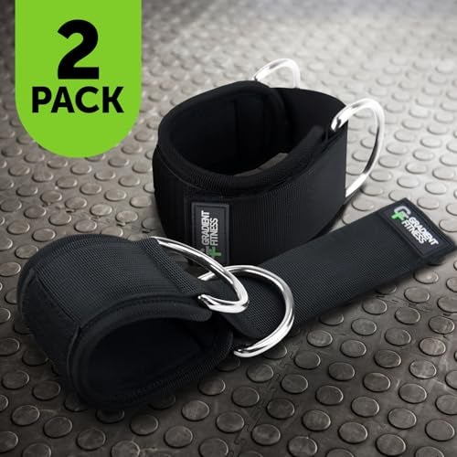 Gradient Fitness Ankle Straps (2 Pack) | Ankle Strap for Cable Machine, Ankle Bands for Working Out, Cable Ankle Strap, Cable Machine Attachment, Ankle Cable Attachments for Gym (Black, 2 D-Rings) - Image 4