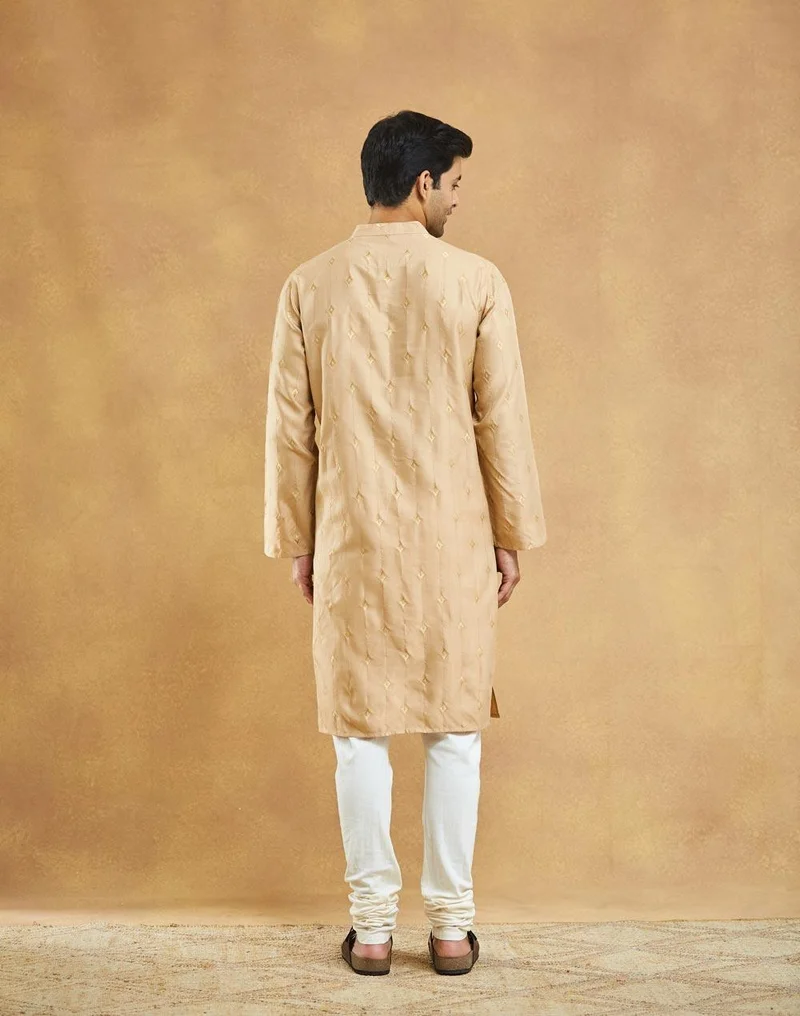 Fabindia Beige Viscose Blend Long Kurta