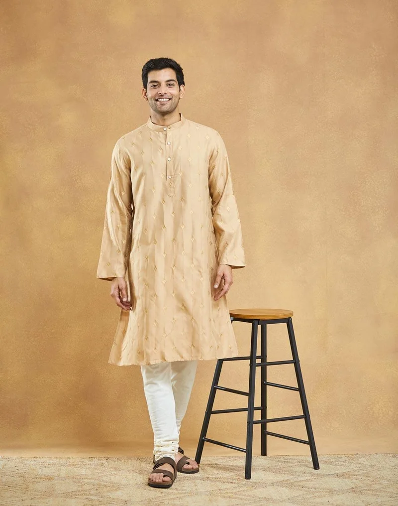 فاب انديا Beige Viscose Blend Long Kurta