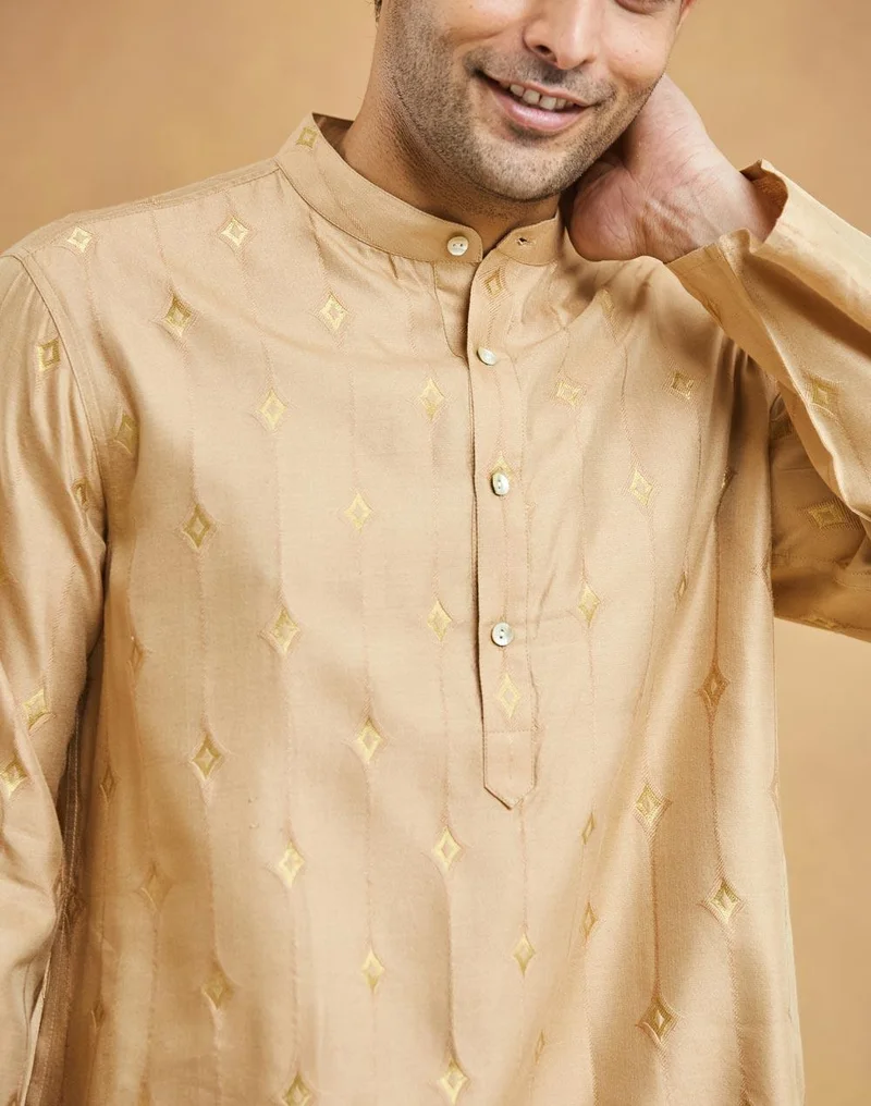 Fabindia Beige Viscose Blend Long Kurta