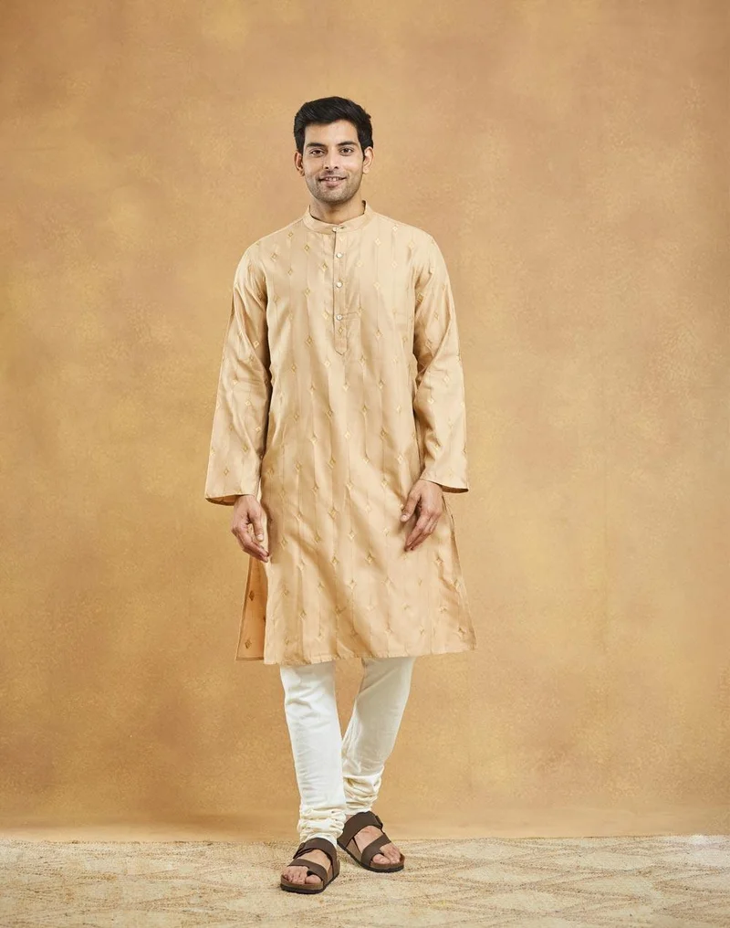فاب انديا Beige Viscose Blend Long Kurta