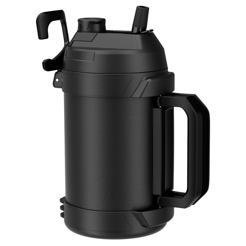 Zukro 1 Gallon Water Jug, One Gallon Large Triple Wall Insulated Metal Jug With Straw and Spout, No Sweat 128 oz Stainless Steel Sport Water Bottle Keeps Cold 48 Hours for Outdoors, Black - Image 1