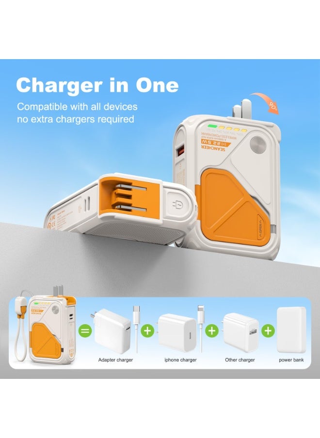 Generic Magnetic 10000mAh Power Bank USB C With Foldable Wall Plug Type C Portable Chargers Mag safe Battery Pack for iPhone Wireless Charger 22.5W Fast Charging TypeC to 20W Light*ing BuiltIn Cable USBA  - Image 2