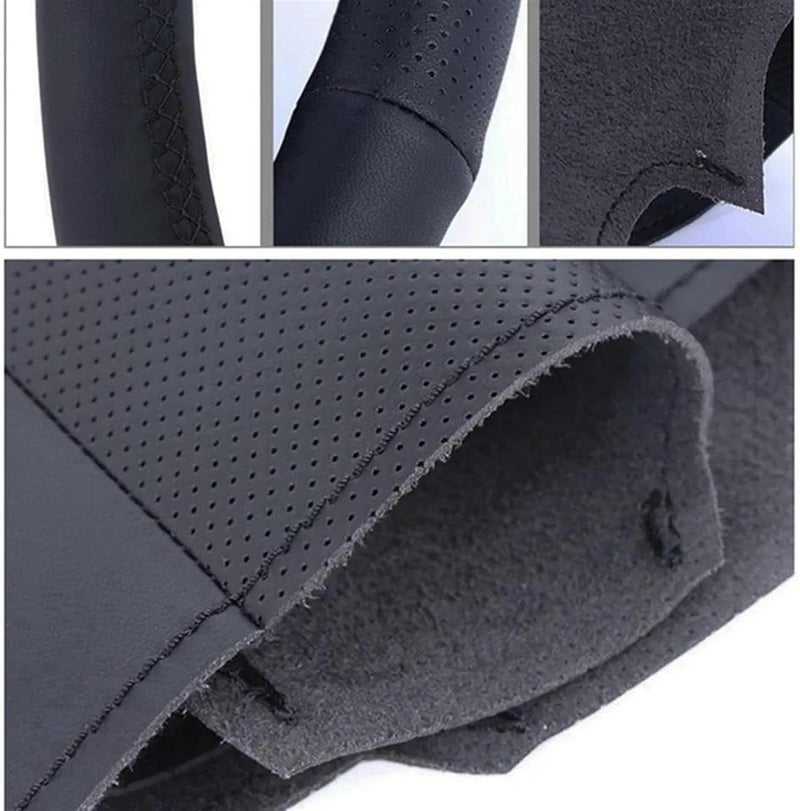 Wivplex Black Leather Steering Wheel Cover for Toyota - Image 3
