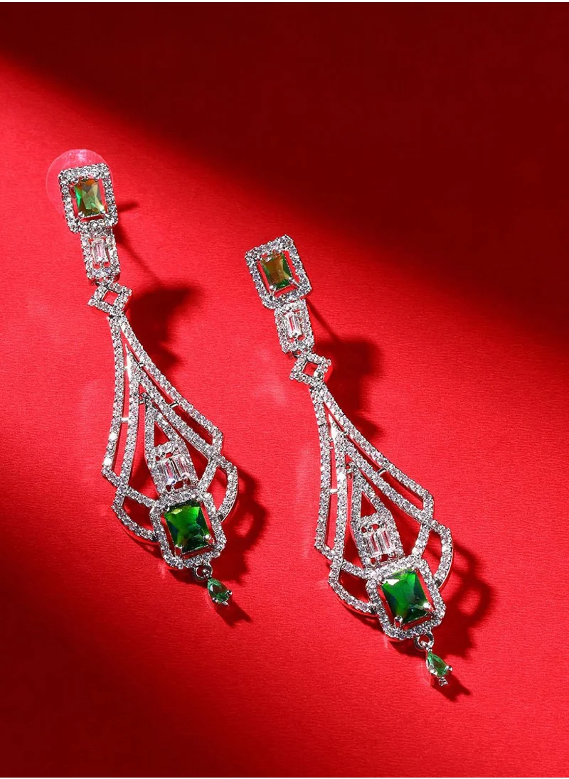 Priyaasi Plated American Diamond Drop Earrings