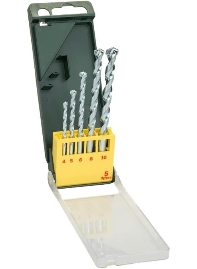 BOSCH Masonry Drill Bit Set 5 Piece , Tungsten Carbide Tips, Concrete Wall Metal Wood Drilling Tools, Durable Impact-Drilling Performance, Plastic Storage Box - Image 2