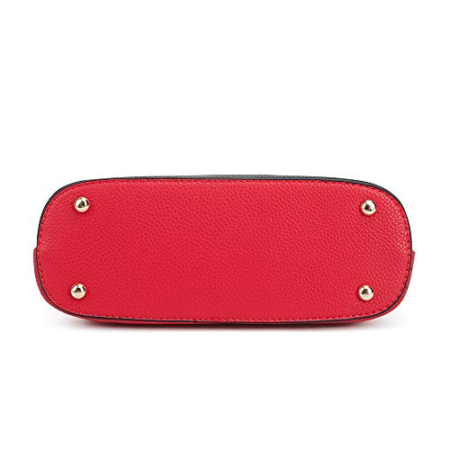 SG SUGU Lunar Lightweight Medium Dome Crossbody Bag Shoulder Bag with Double Tassels | Zipper Pocket | Adjustable Strap|Red/Black - Image 5