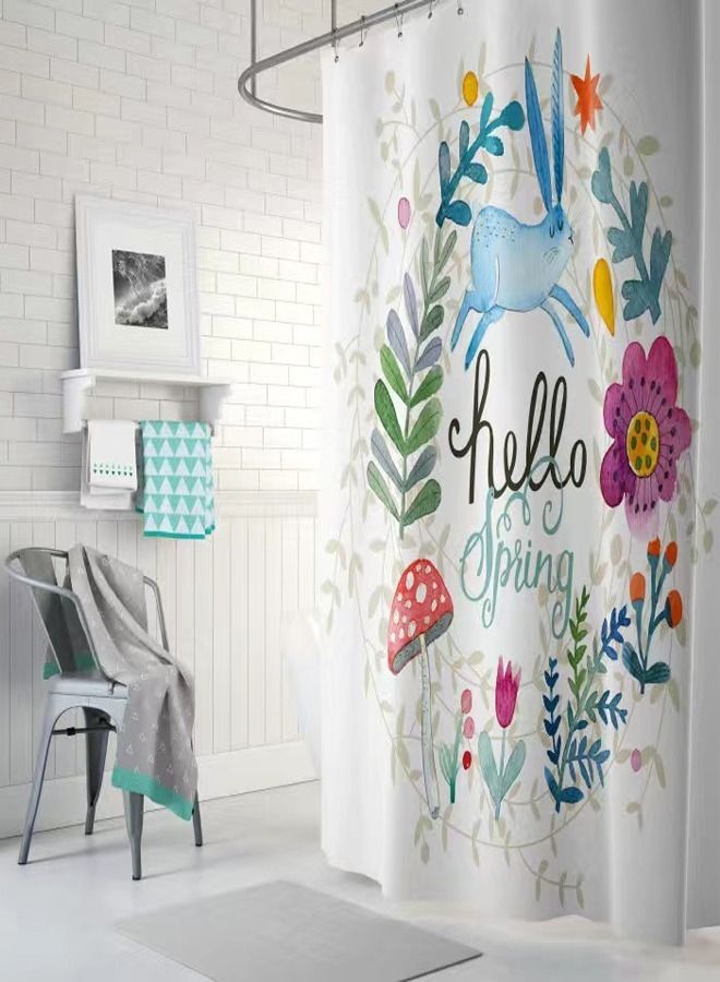 fashionhome Beautiful Flowers and Plants Printed Shower Curtain - Image 2