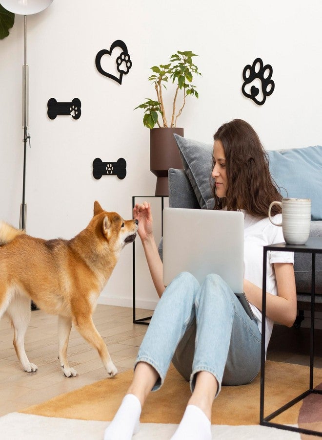 Pigort 4 Pieces Paw Love Dog Wooden Wall Decor Paw Prints Wall Art Decoration for Dog Lover Home Decor (Dog Bone) - Image 5
