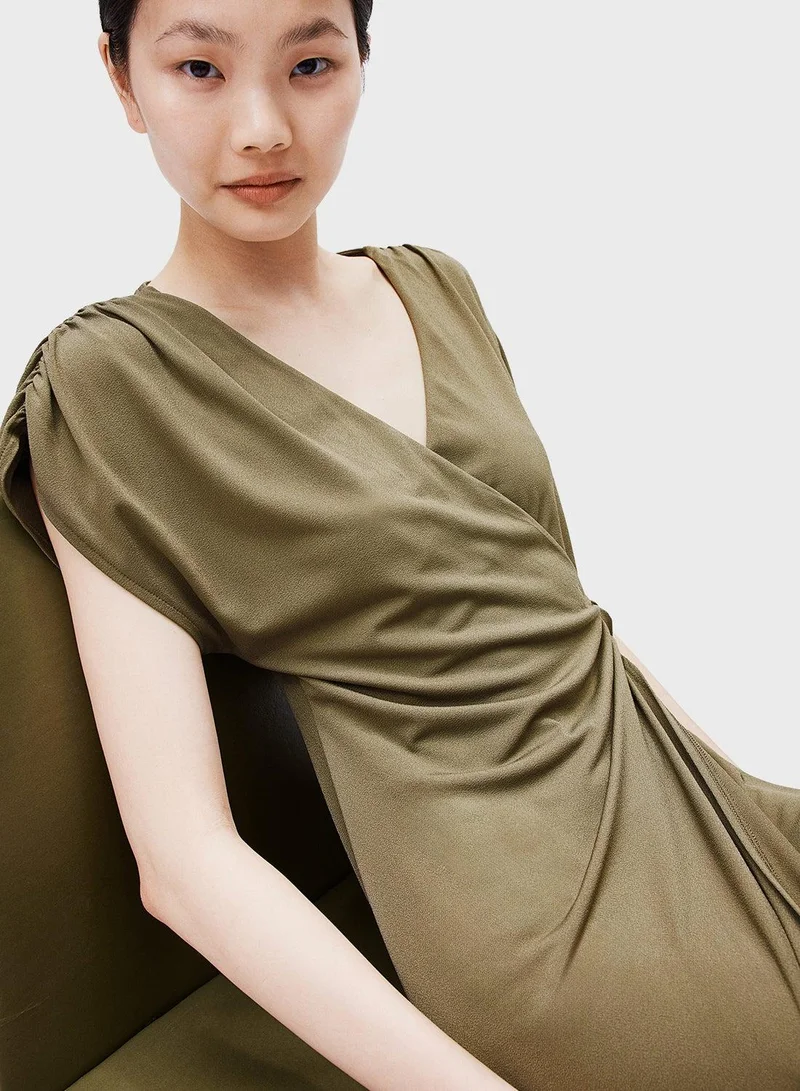 H&M Olive Wrap Dress