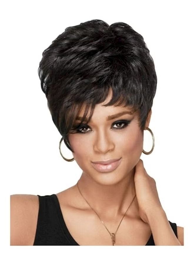باروكة شعر قصيرة منفوشة باللون الأسود - Image 1