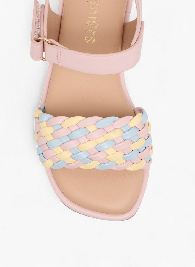 JUNIORS Girls Weave Detail Sandals with Hook and Loop Closure - Image 3