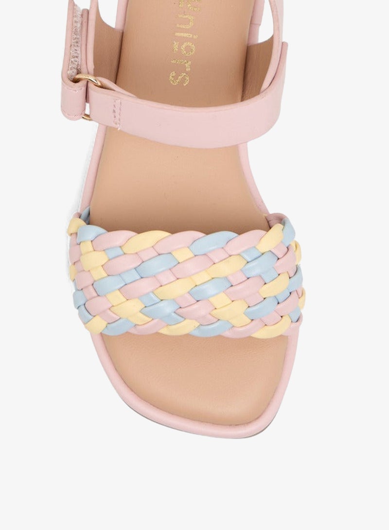 JUNIORS Girls Weave Detail Sandals with Hook and Loop Closure - Image 3