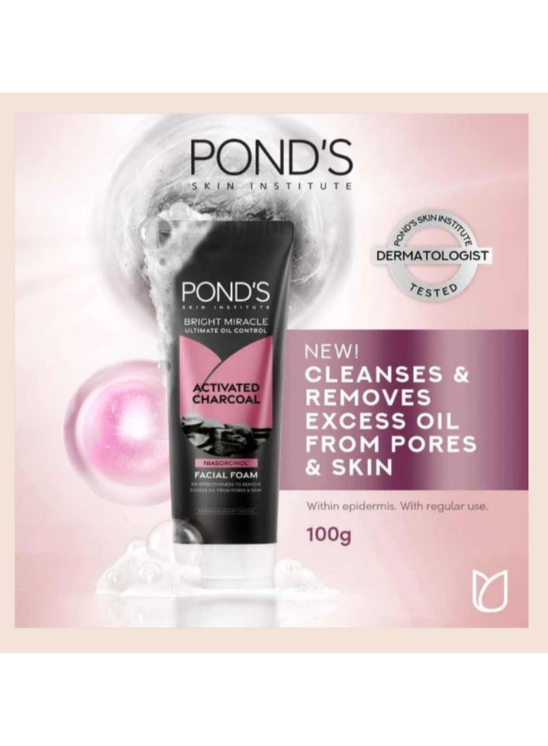 Pond's Bright Miracle Ultimate Oil Control Activated Charcoal Facial Foam 100g x 2 - Image 4
