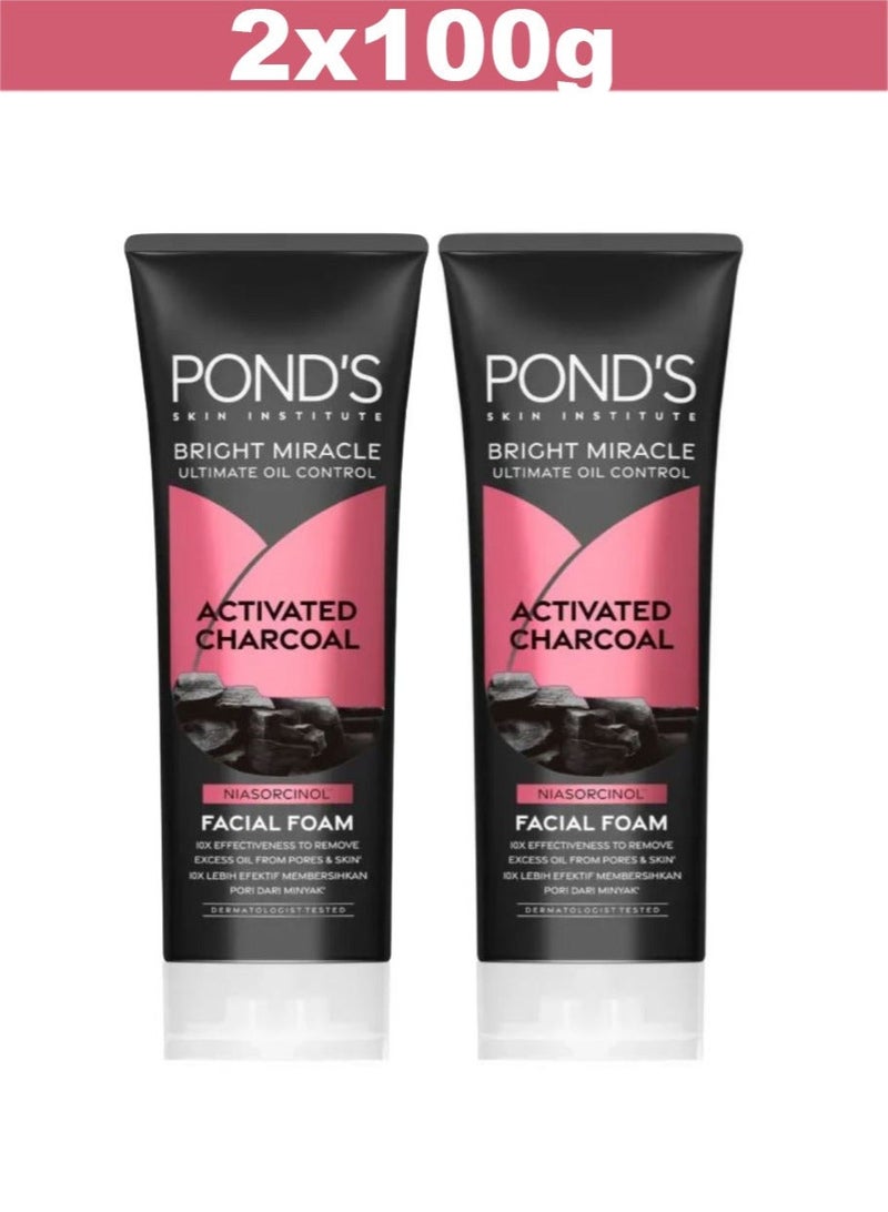 Pond's Bright Miracle Ultimate Oil Control Activated Charcoal Facial Foam 100g x 2 - Image 2
