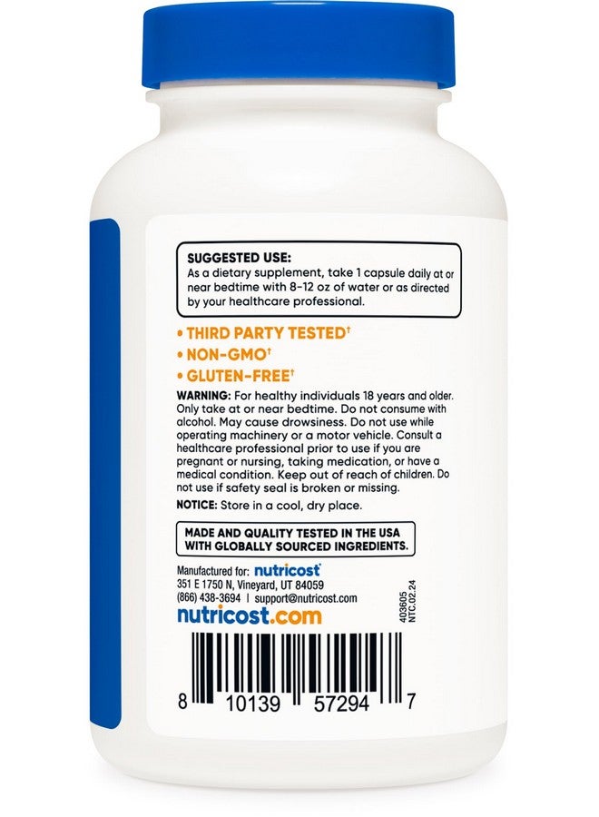 نيوتريكوست ميلاتونين 5 مجم، 240 كبسولة - 5 مجم لكل وجبة، غير معدلة وراثيًا، وخالية من الجلوتين - Image 3