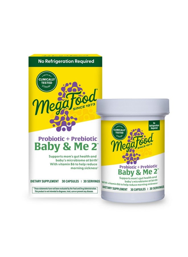 MegaFood ميغا فود بيبي & مي 2 بروبيوتيك قبل الولادة، بروبيوتيك وبريبايوتيك نباتي للحمل للنساء، دعم صحة الجهاز الهضمي والمناعة مع فيتامين ب6 لتخفيف غثيان الصباح، 30 كبسولة - Image 1
