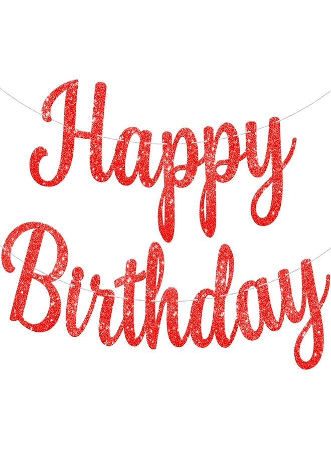 KatchOn Happy Birthday Red Cursive Banner - Image 1
