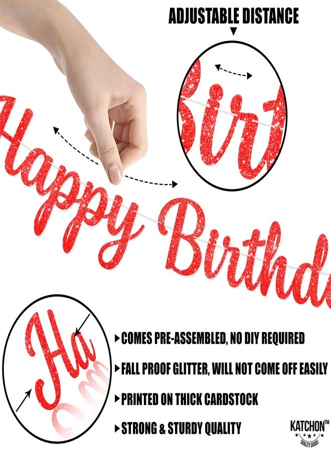 KatchOn Happy Birthday Red Cursive Banner - Image 3