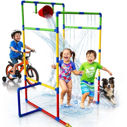 PUDDLE SPLASHERS نفق رش المياه للأطفال مع دلو الغمر - حديقة مائية خارجية للمتعة الصيفية في الفناء الخلفي - Image 1