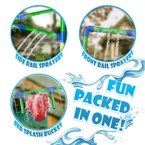 PUDDLE SPLASHERS نفق رش المياه للأطفال مع دلو الغمر - حديقة مائية خارجية للمتعة الصيفية في الفناء الخلفي - Image 5