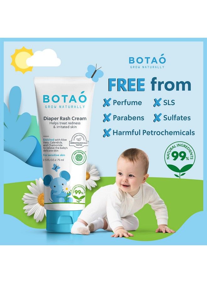 BOTAO Ewg Verified Botao Baby’S Natural Diaper Rash Cream: Naturally Soothes Irritated Red Baby Rashes Sensitive Skin Aloe Vera Calendula Zinc Oxide 2.5 Oz - Image 4