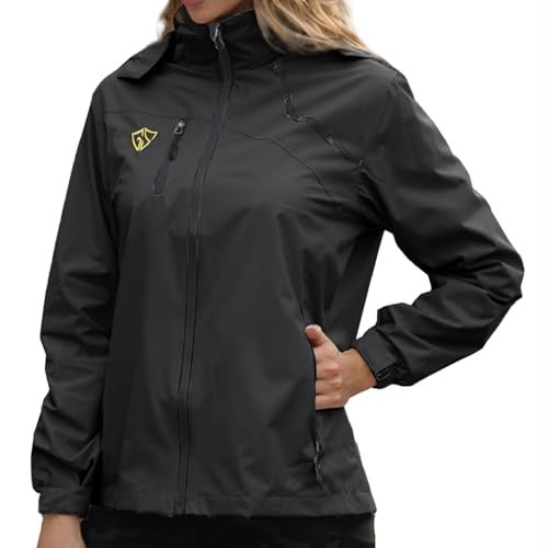 GIISAM Womens Rain Jackets,Black Waterproof Hood Lightweight Windproof Packable Rain Jacket Women for Hiking Travel Running(Black,L) - Image 2