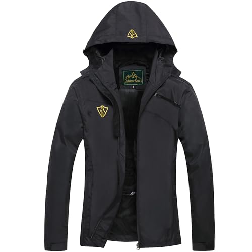 GIISAM Womens Rain Jackets,Black Waterproof Hood Lightweight Windproof Packable Rain Jacket Women for Hiking Travel Running(Black,L) - Image 1