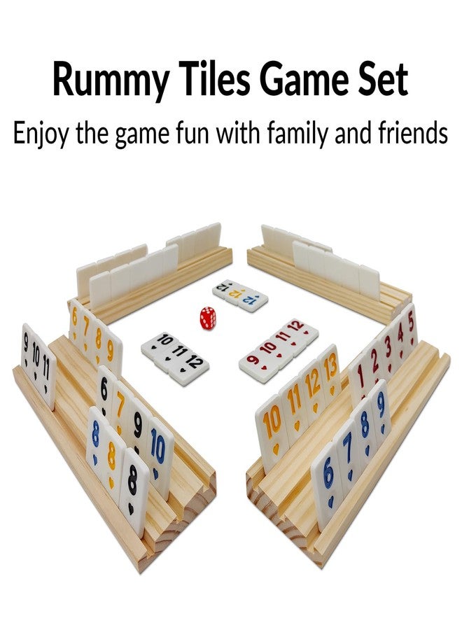 MIDOLITE Rummy Cube Game with 4 Wooden Racks, 106 Rummy Tiles Game Set with Travel Case Rummy Cube Travel Set with 4 Tiles Holders for Family Game Night - Image 2