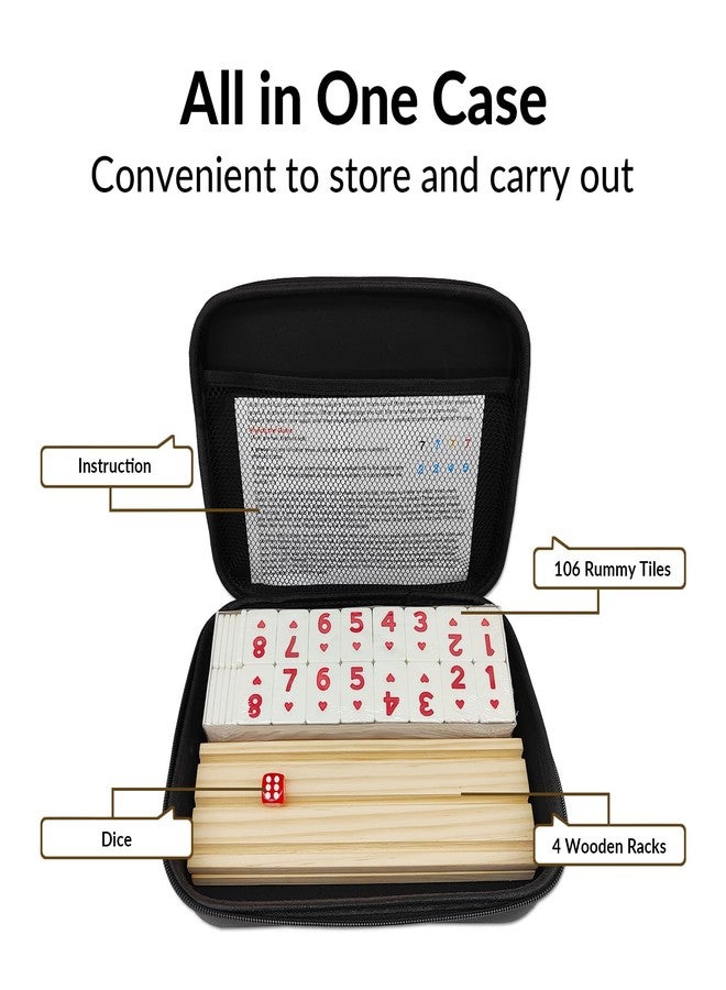 MIDOLITE Rummy Cube Game with 4 Wooden Racks, 106 Rummy Tiles Game Set with Travel Case Rummy Cube Travel Set with 4 Tiles Holders for Family Game Night - Image 3