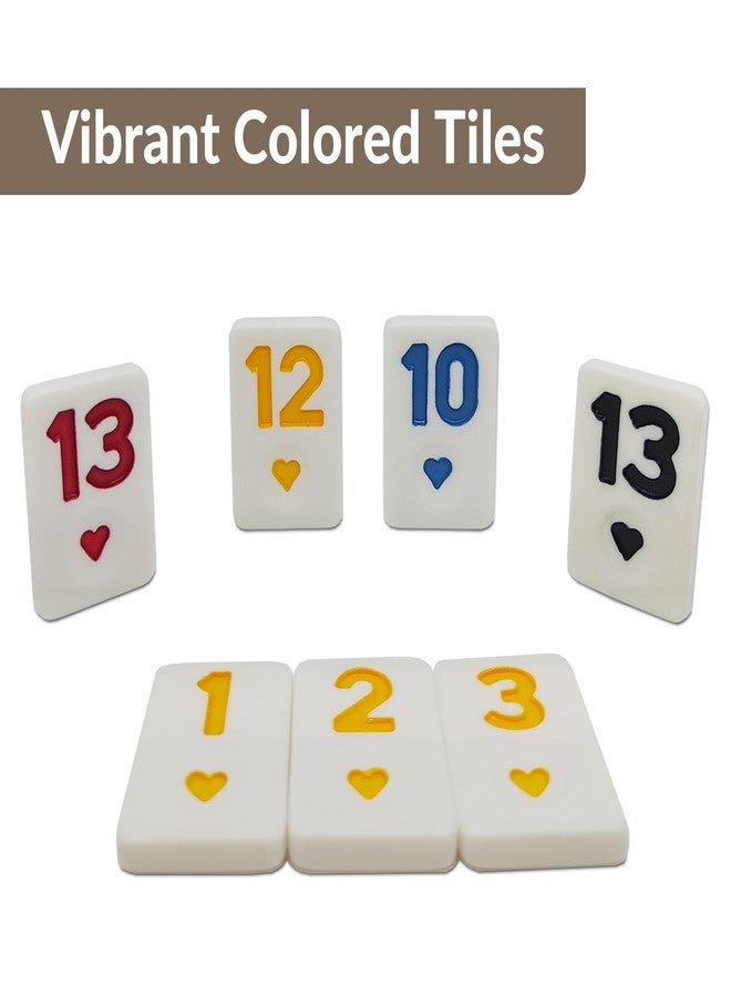 MIDOLITE Rummy Cube Game with 4 Wooden Racks, 106 Rummy Tiles Game Set with Travel Case Rummy Cube Travel Set with 4 Tiles Holders for Family Game Night - Image 5