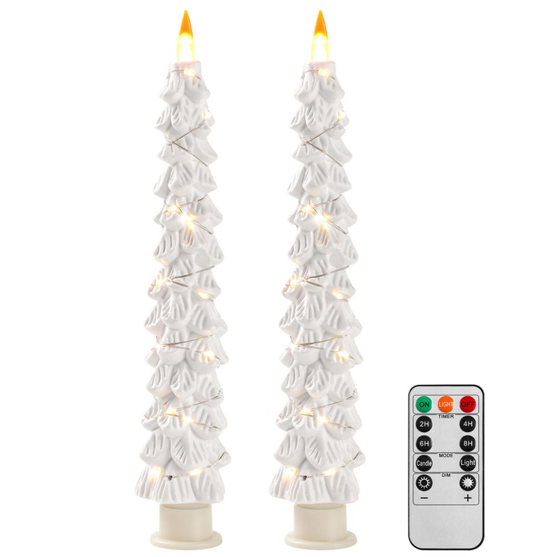 Da by Christmas Tree Candles Surrounded by Fairy Lights, LED flameless Candle Lights with Remote Control Timing Function. White - Image 1