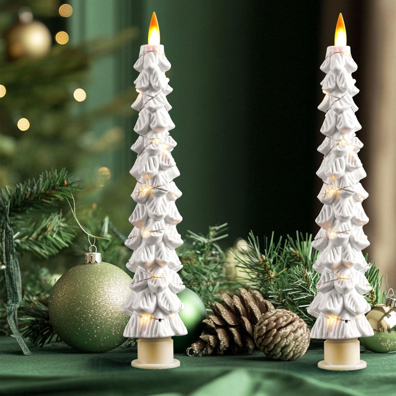 Da by Christmas Tree Candles Surrounded by Fairy Lights, LED flameless Candle Lights with Remote Control Timing Function. White - Image 4