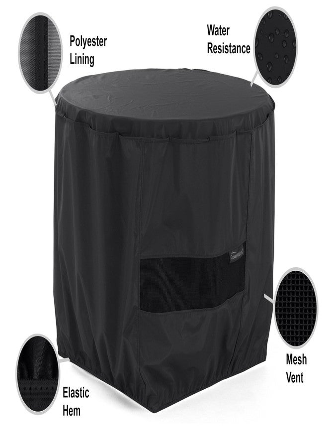 Covermates Classic Round Outdoor Fire Pit Cover - All-Weather, Water-Resistant Heavy-Duty Viny with Mesh Vent, Elastic Hem for Patio Furniture Protection, Round 30DIAMETER x 18H, Black - Image 3