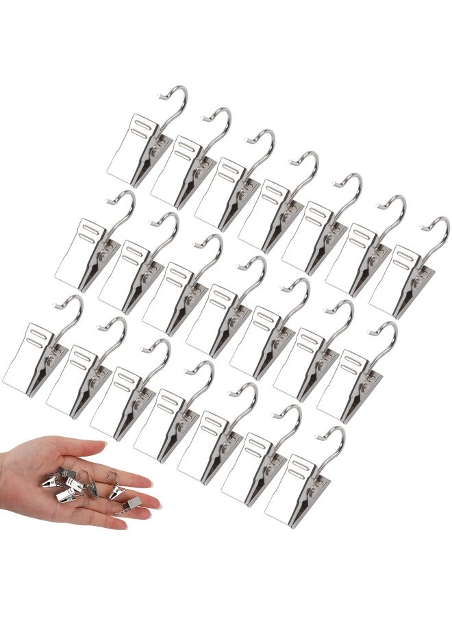 JANYUN 30 Pack Mini Heavy Duty Hook Clip Set Curtain Clips For Photos Home Decoration Art Cra Feet Display Silver  - Image 1