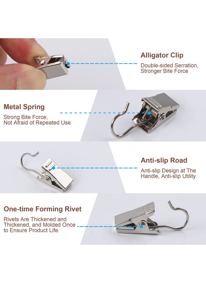 JANYUN 30 Pack Mini Heavy Duty Hook Clip Set Curtain Clips For Photos Home Decoration Art Cra Feet Display Silver  - Image 3