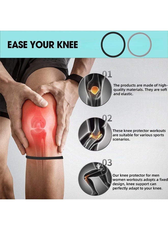 4PCS Patellar Tendon Support Straps, Silicone Patella Bands Fixed Leg Elastic Patella Stabilizer Knee Brace for Basketball Running Sports Soccer Hiking Jumpers Volleyball - Image 3