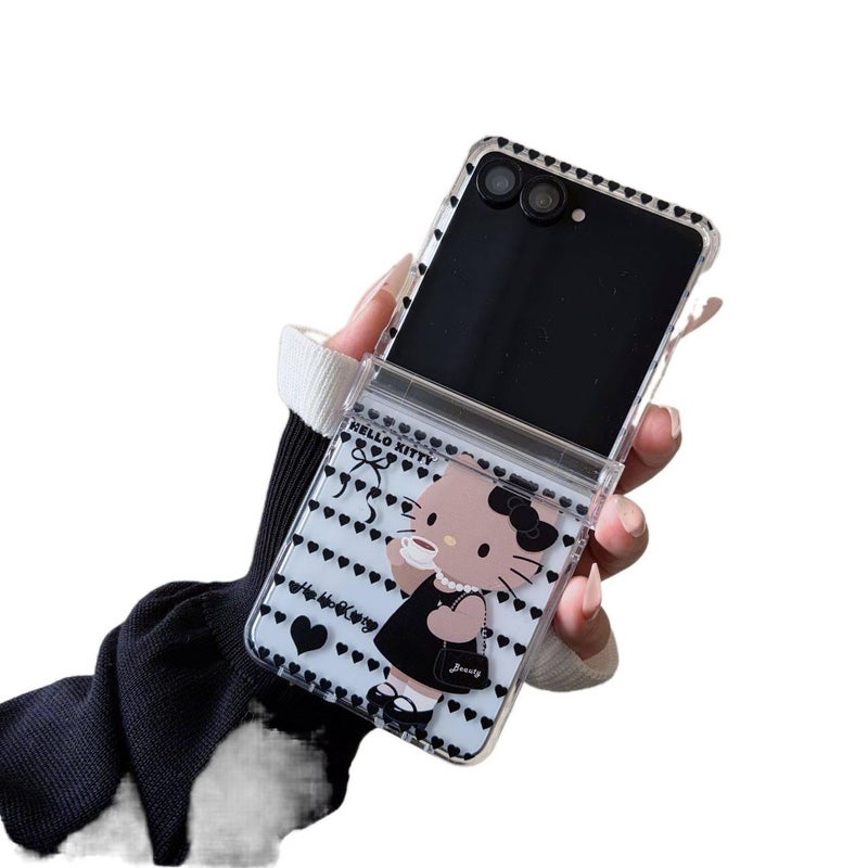 غطاء واقي | PC | Snowflake KT with Chain | حماية من السقوط | نقش القطة | مقاوم للصدمات لـ Samsung Galaxy Z Flip 6 - Image 4