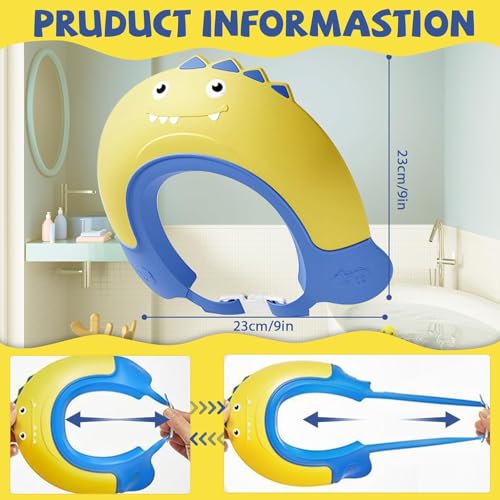 RAMNATH IMPEX RAMNATH Cute Baby Shower Cap Shield, Shower Cap for Kids, Visor Hat for Eye and Ear Protection for 0-9 Years Old Children,Cute Dinosaur shape Makes the Baby Bath More Fun for kids. (pink-yellow) - Image 2