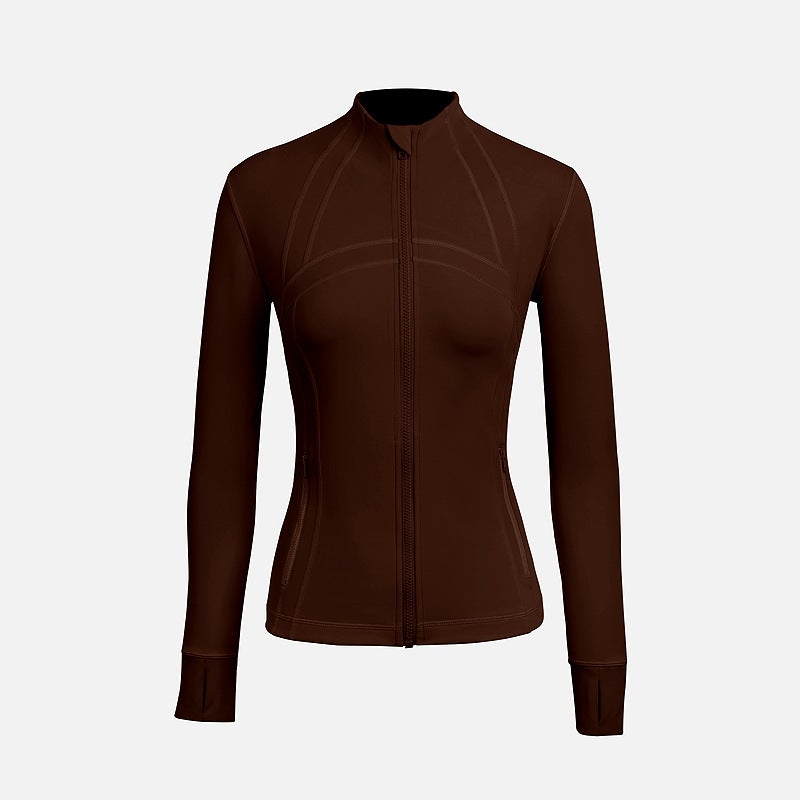 Generic Womens Brushed Warm Zip-Up Hoodie for Yoga  Fitness WT03 distilled coffee sanding 2.0 
