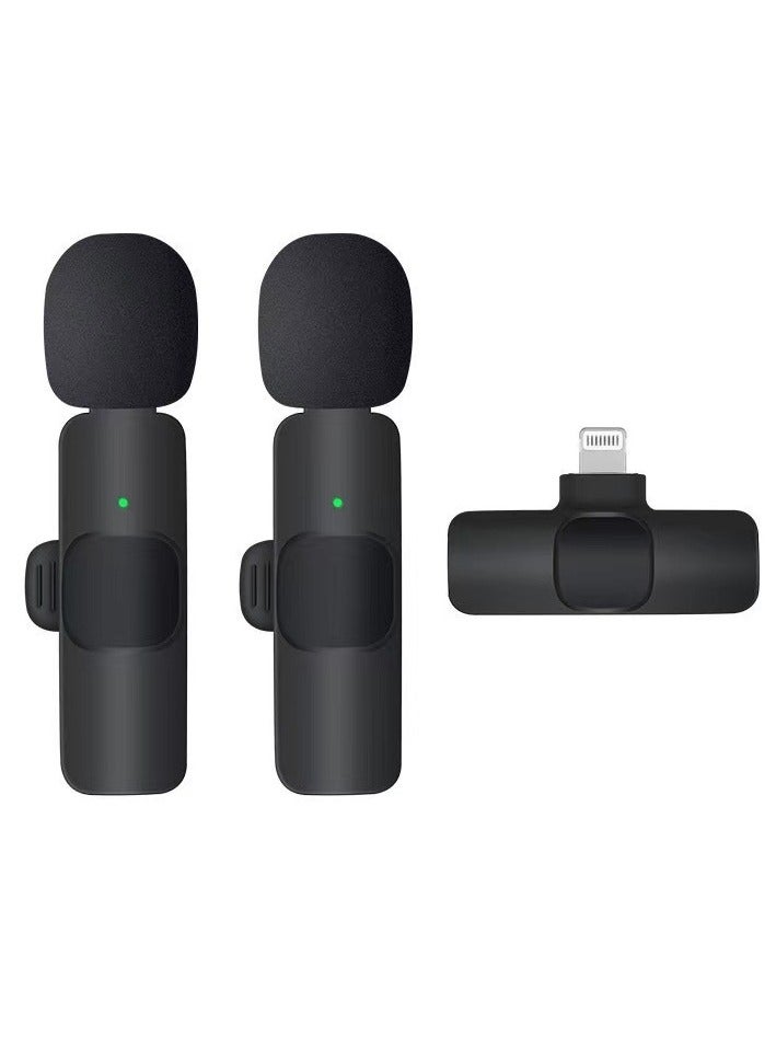 Professional Wireless Lavalier Lapel Microphone for iPhone, iPad - Cordless Omnidirectional Condenser Recording Mic for Interview Video Podcast Vlog YouTube, Bluetooth, Black - Image 1