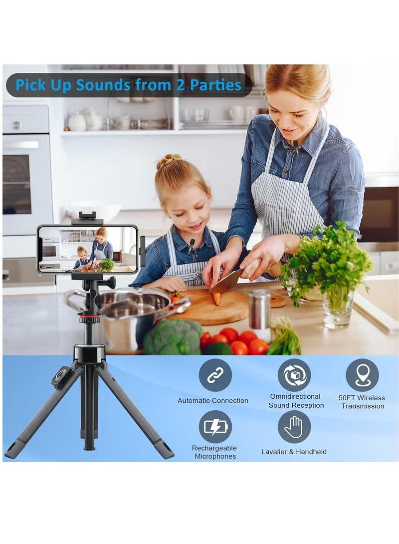 Professional Wireless Lavalier Lapel Microphone for iPhone, iPad - Cordless Omnidirectional Condenser Recording Mic for Interview Video Podcast Vlog YouTube, Bluetooth, Black - Image 2
