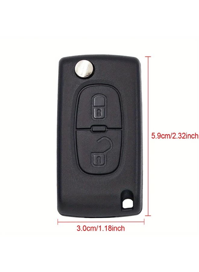 2 Buttons Flip Remote Key Fob Case With Groove Battery Holder For 107 207 307 407 408 Expert - Image 2