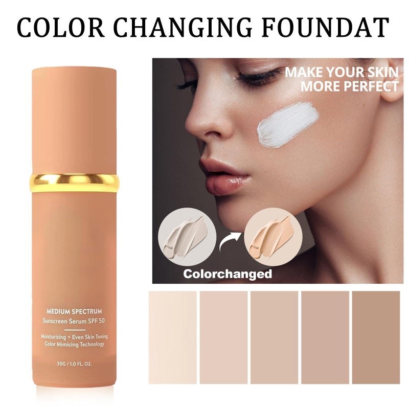 Rulinal Foundation 4 in 1 - Medium Spectrum with SPF 50+ Inspired, Hydrating Color Changing Foundation Makeup Liquid - Longwearing & Waterproof for Sport, Dancing (Natural Color) - Image 4