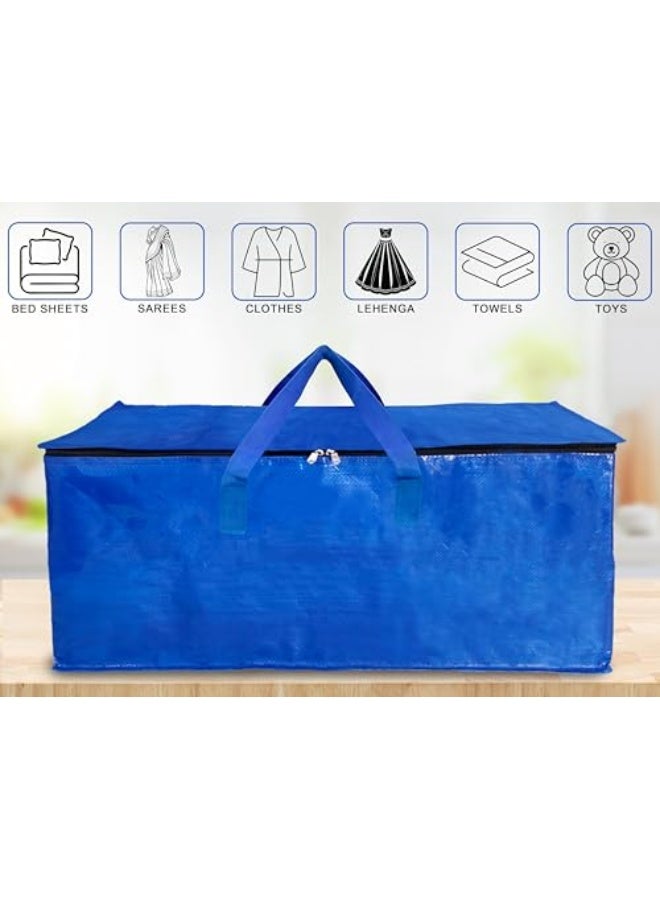 Shalimar Large Capacity Travel /Storage /Move-in /Duffel  – Strong, Durable, Foldable & Water-Resistant – Pack of 2 – Blue – 62 L x 30 W x 35 H - Image 3