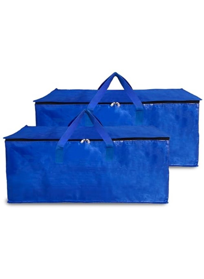 Shalimar Large Capacity Travel /Storage /Move-in /Duffel  – Strong, Durable, Foldable & Water-Resistant – Pack of 2 – Blue – 62 L x 30 W x 35 H - Image 1