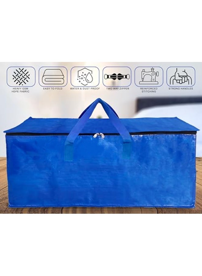 Shalimar Large Capacity Travel /Storage /Move-in /Duffel  – Strong, Durable, Foldable & Water-Resistant – Pack of 2 – Blue – 62 L x 30 W x 35 H - Image 4