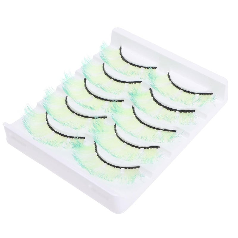 5 Pairs Fluorescent Gradient Color 3d False Eyelashes Individual Lash Extensions for Stage Makeup Women - Image 1
