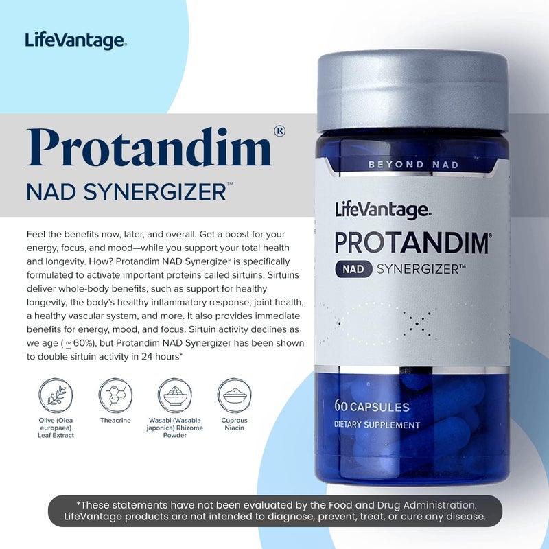 LifeVantage Protandim NAD Synergizer 60 Capsules NAD Supplement Supports a Healthy Vascular System Energy Supplements and Focus Vitamins NAD Supplements for Cellular Waste and Overall Health - Image 3