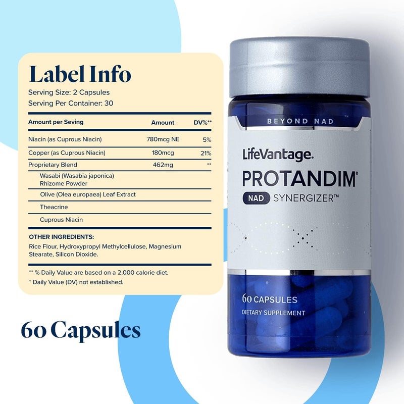 LifeVantage Protandim NAD Synergizer 60 Capsules NAD Supplement Supports a Healthy Vascular System Energy Supplements and Focus Vitamins NAD Supplements for Cellular Waste and Overall Health - Image 2